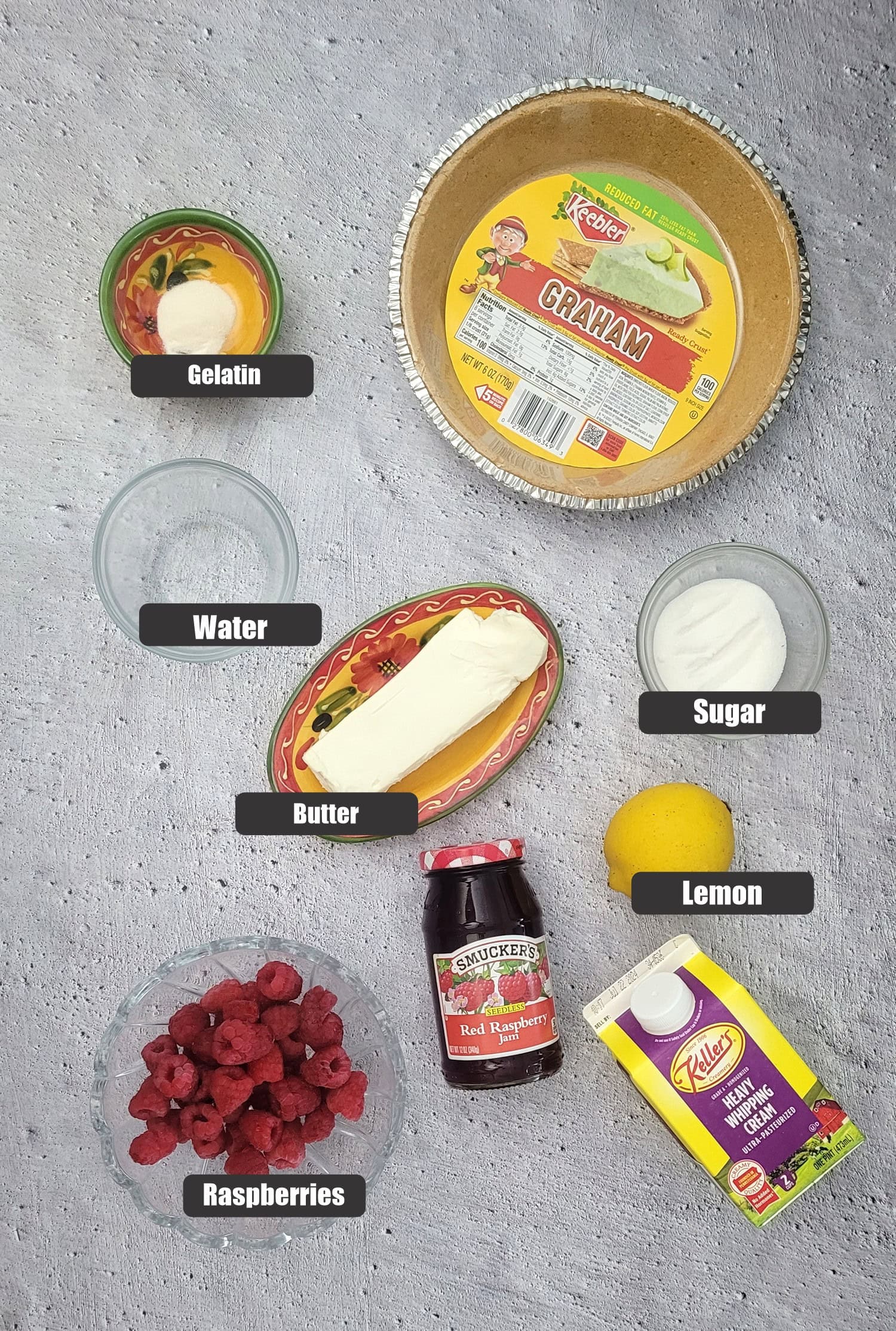 ingredients needed to make no bake raspberry cream pie