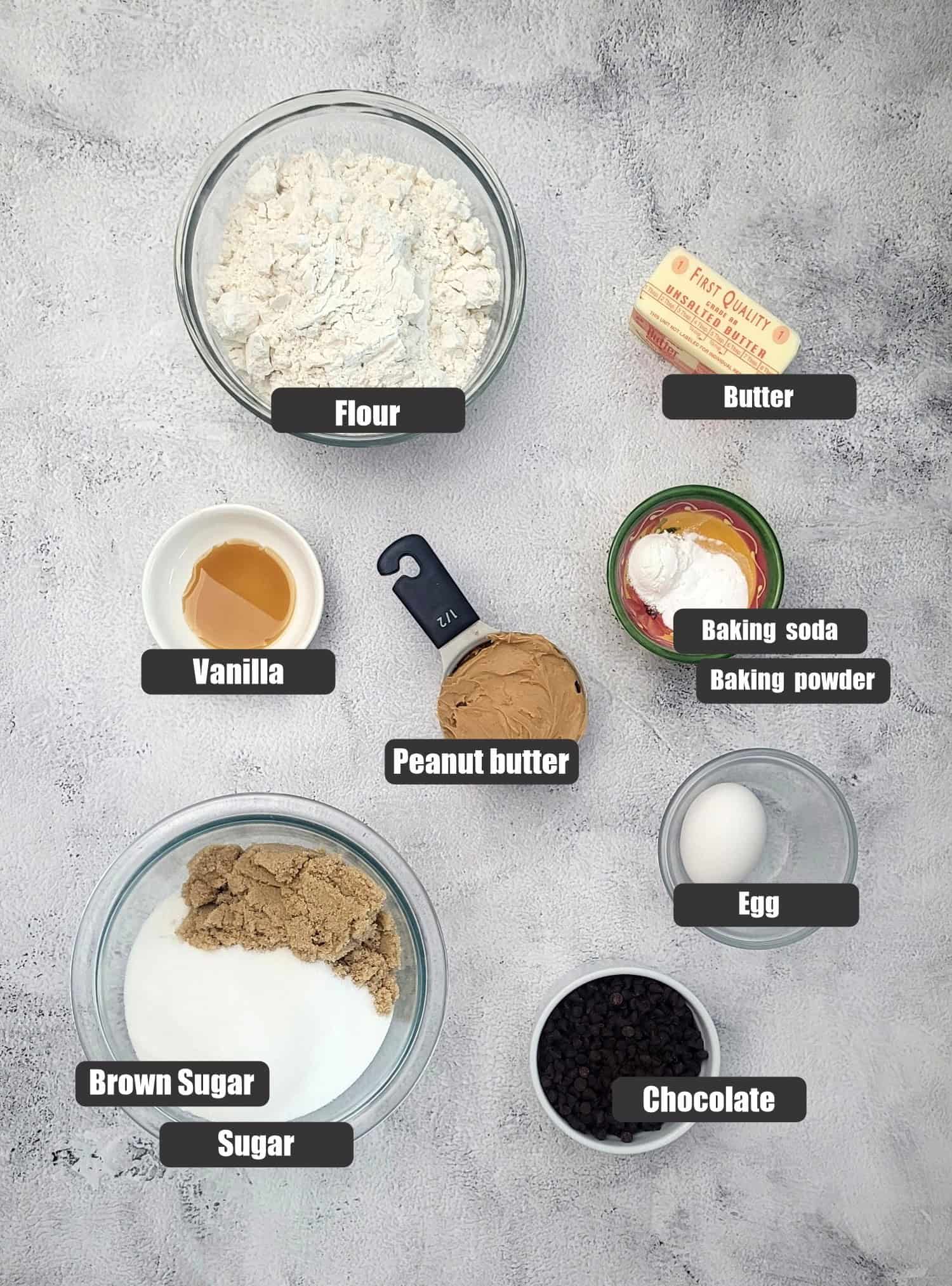 ingredients needed to make crunchy peanut butter cookies