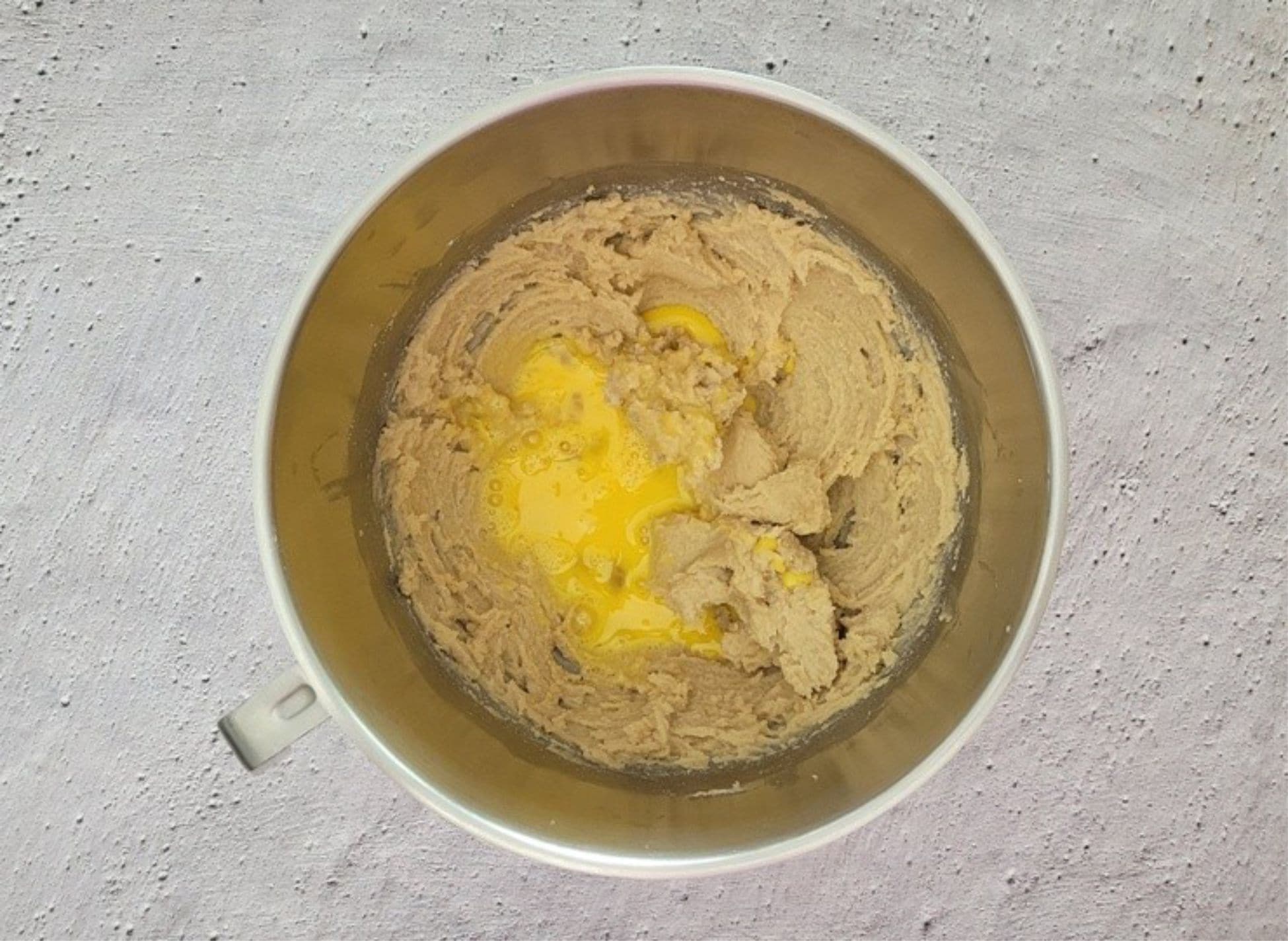 eggs added to mixing bowl
