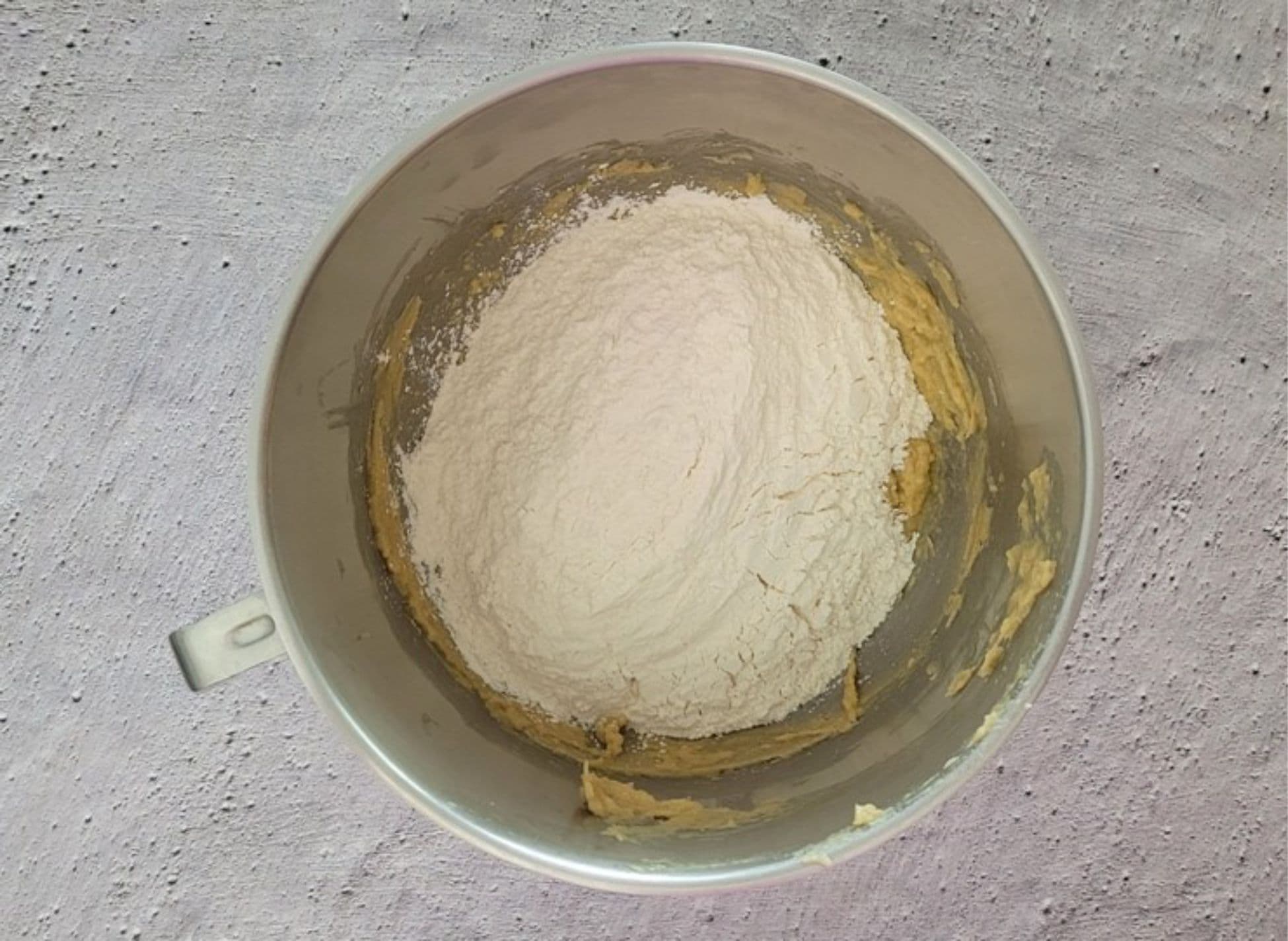 flour added to mixing bowl