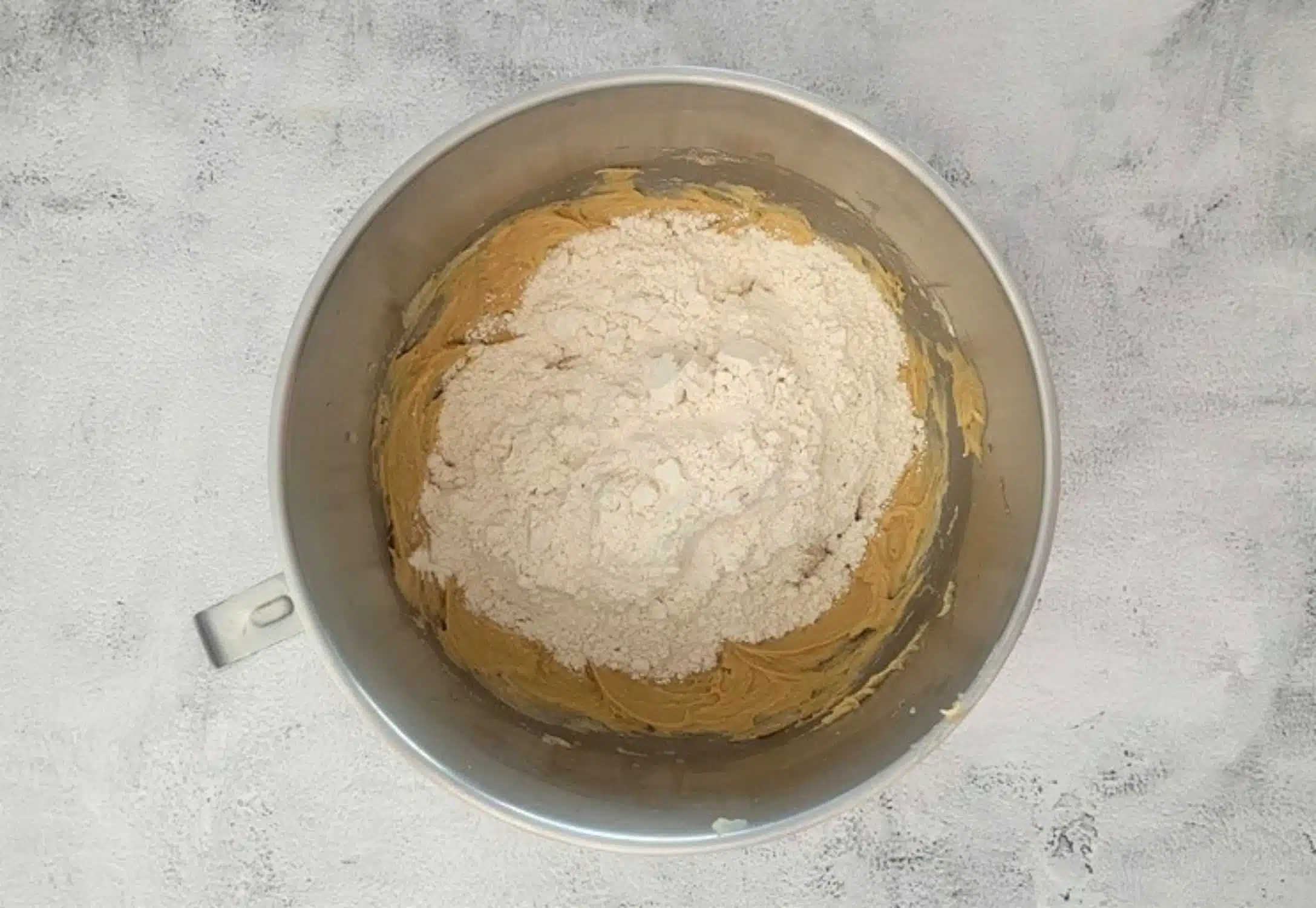 gluten free flour added to mixing bowl