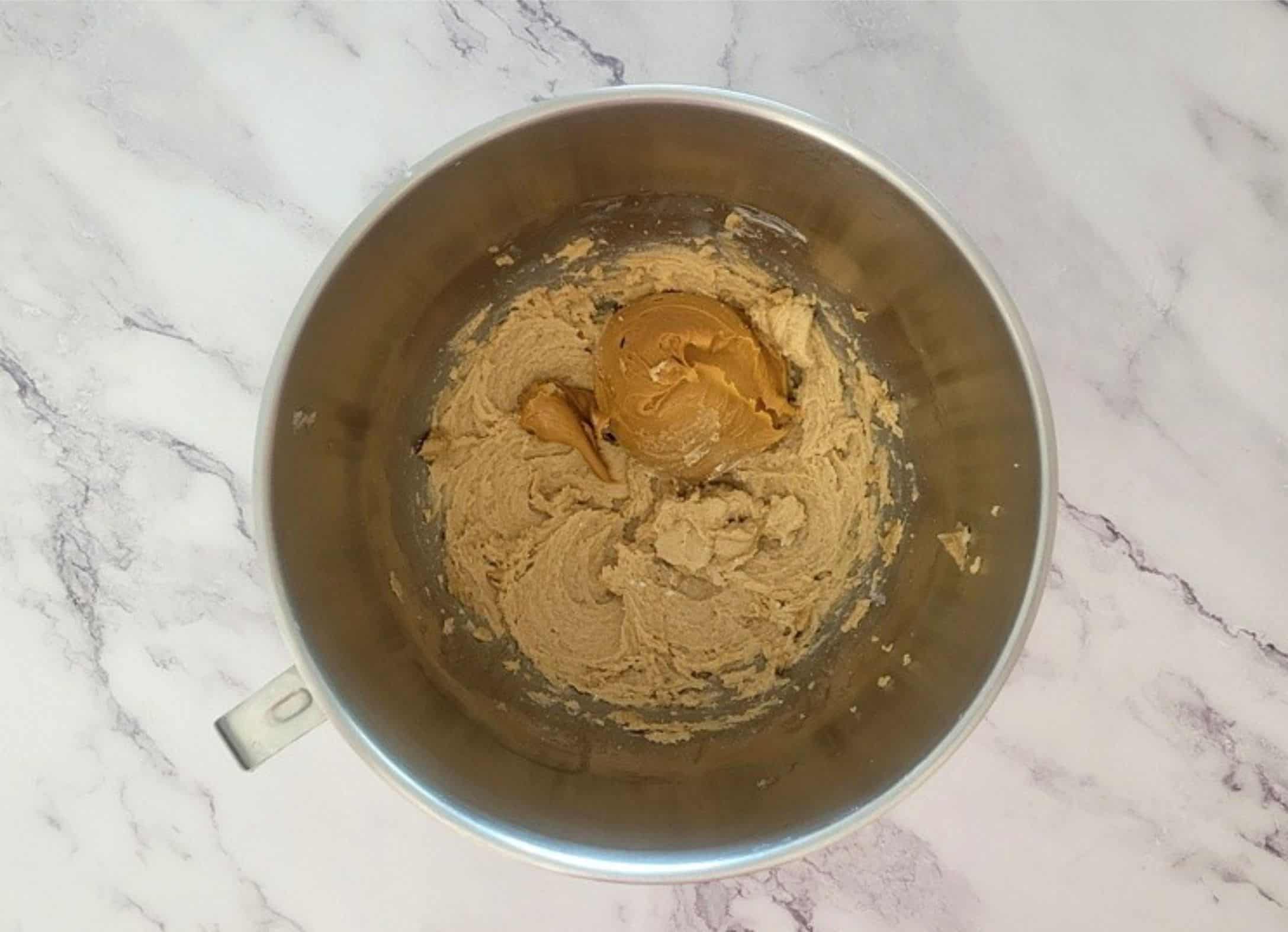 peanut butter added to mixing bowl