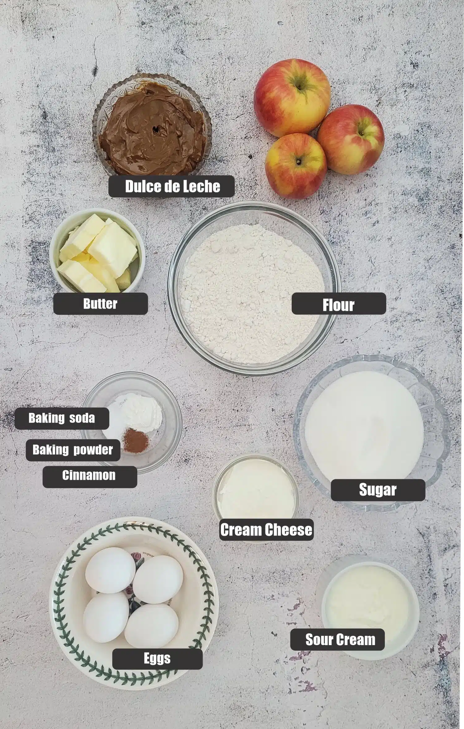 ingredients needed to make the apple caramel Bundt cake