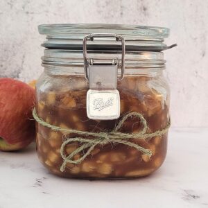 mason jar with homemade apple filling