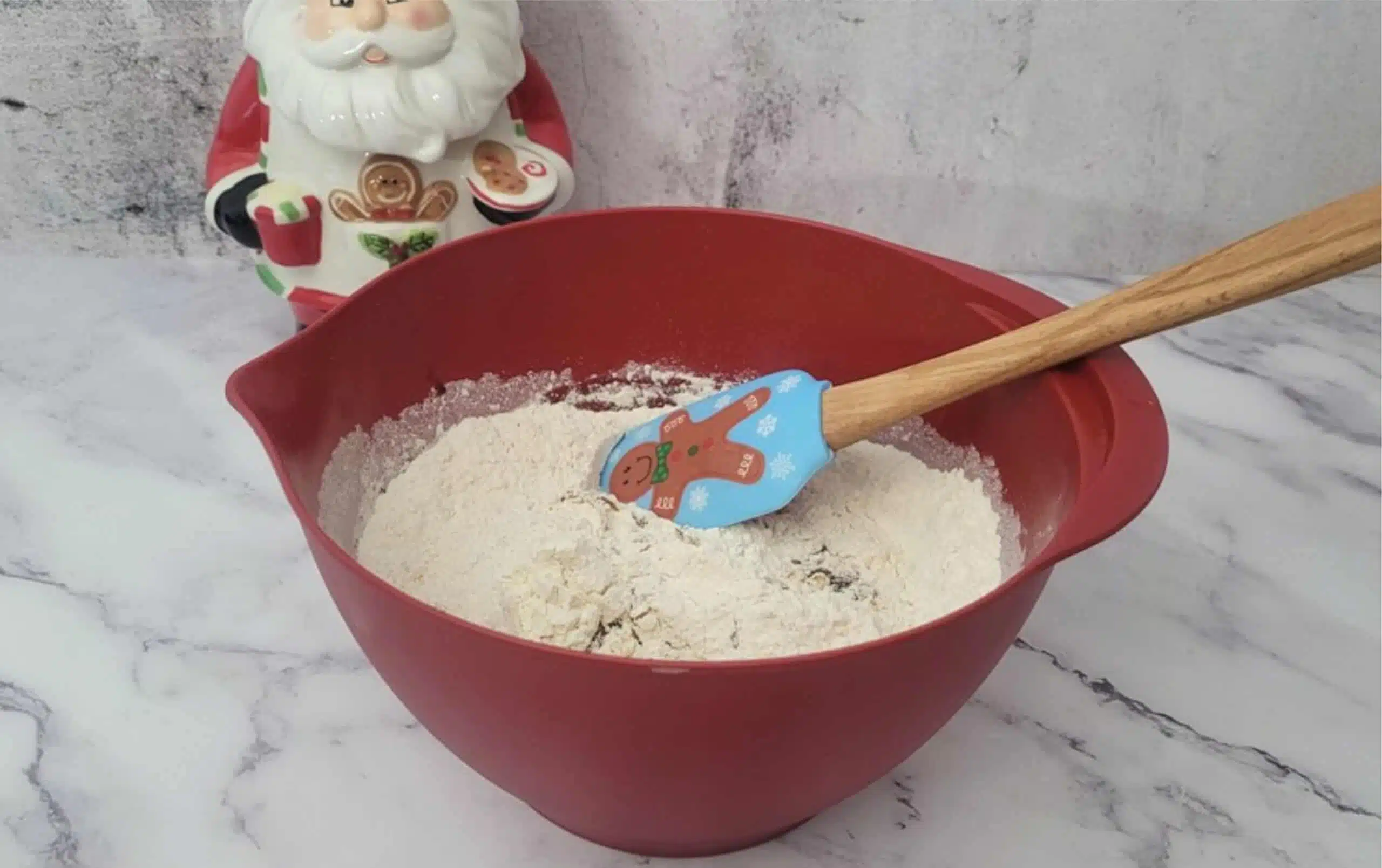 dry ingredients added to mixing bowl