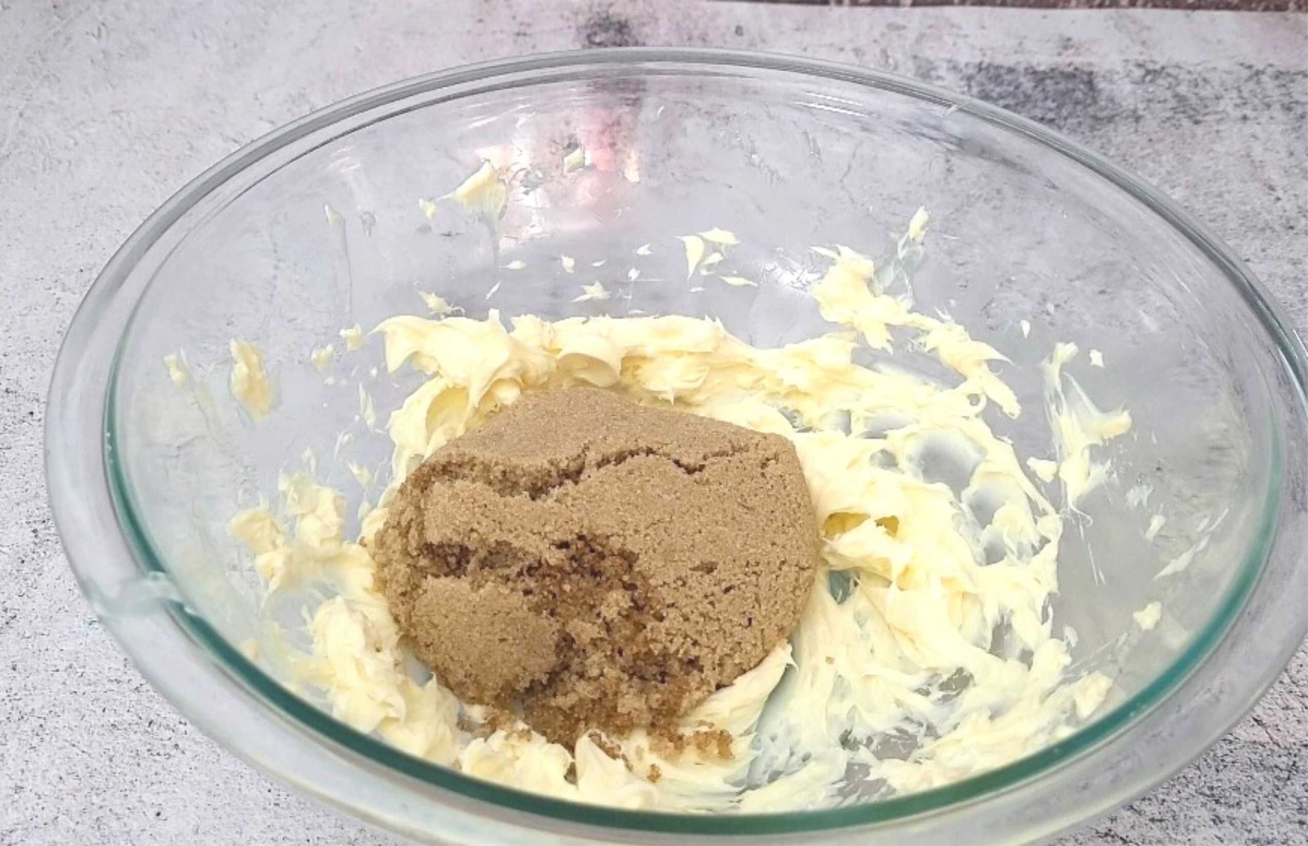 brown sugar and butter in a mixing bowl