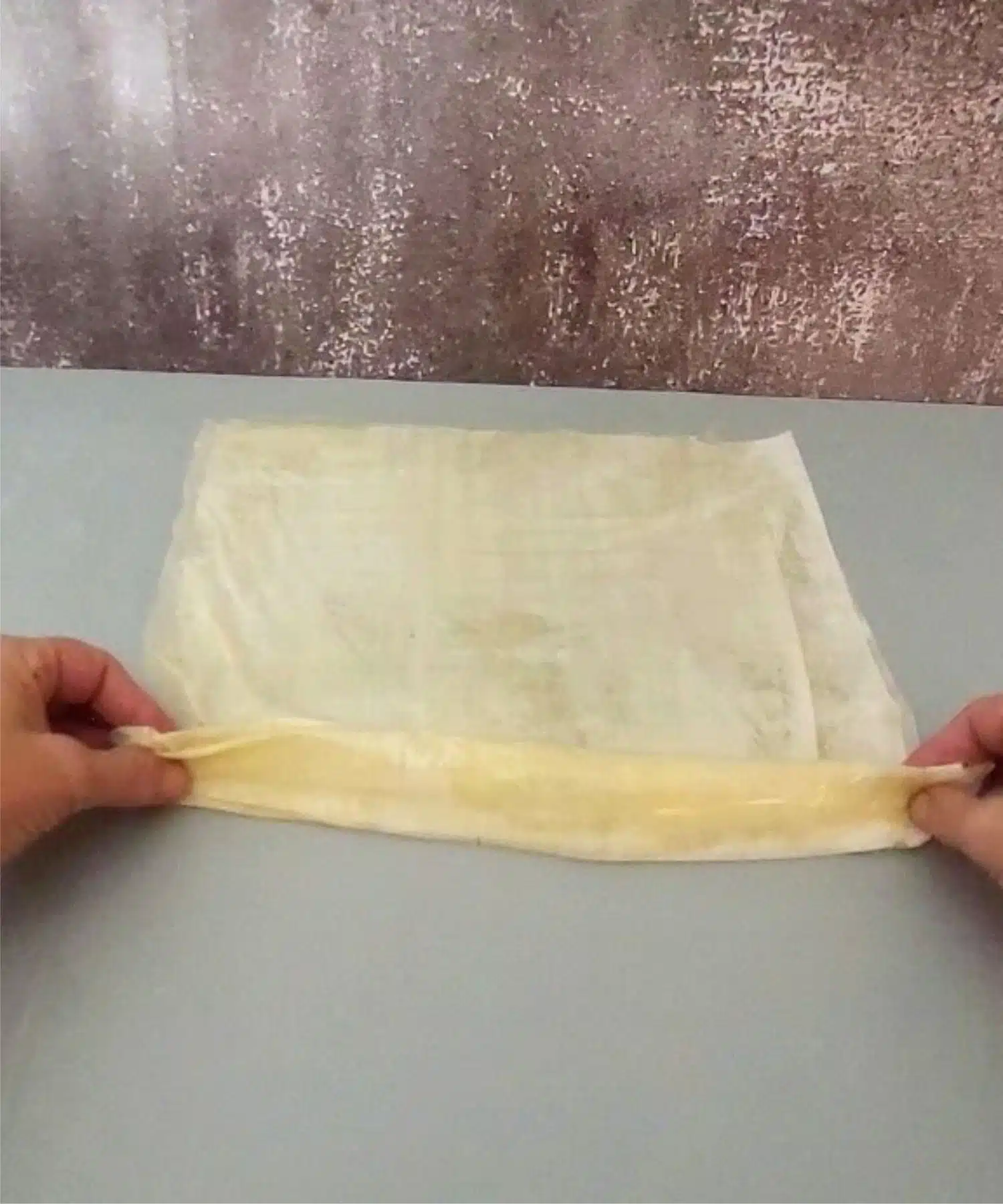 folding phyllo dough to make accordion style folds