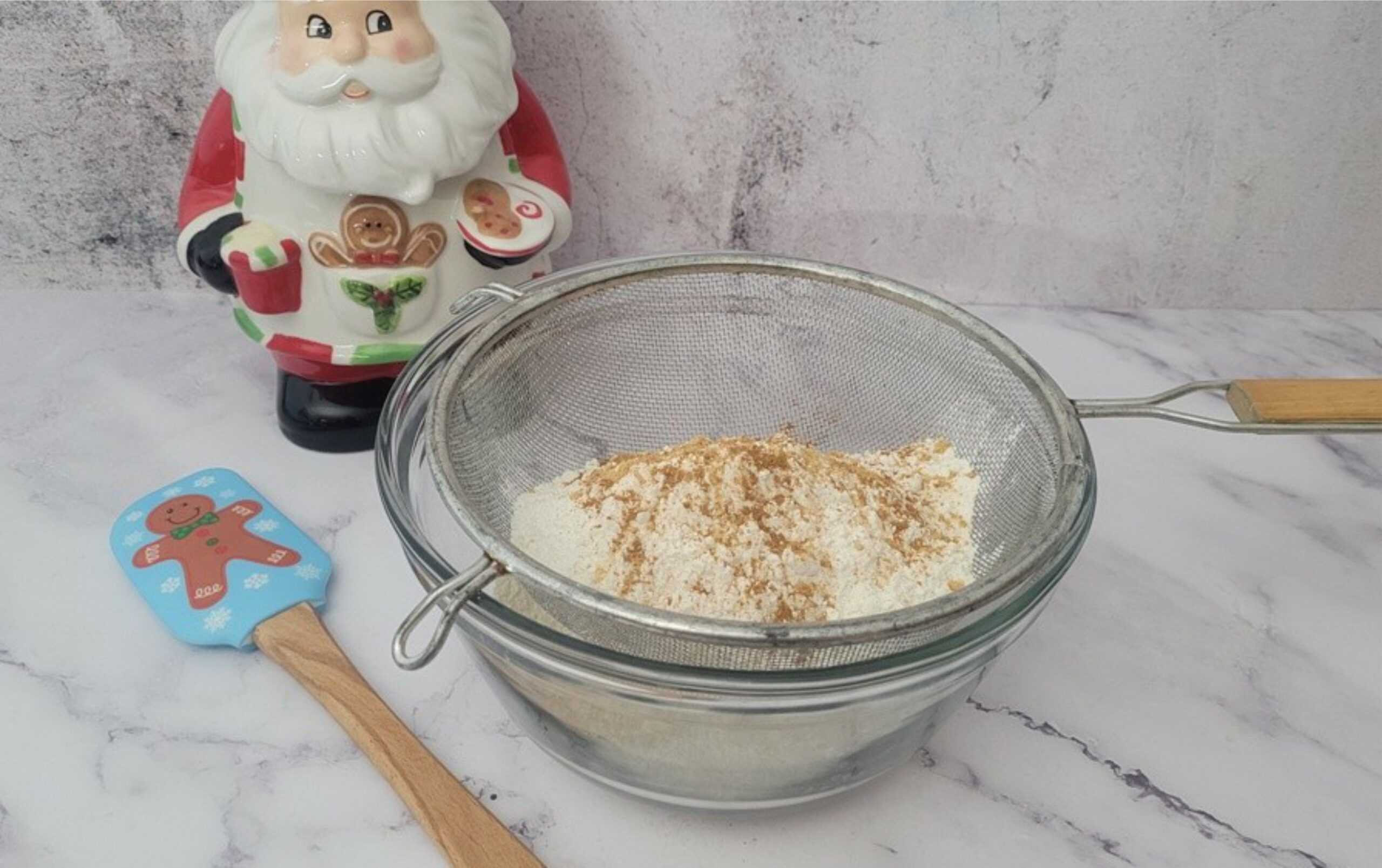 sifting flour and spices together