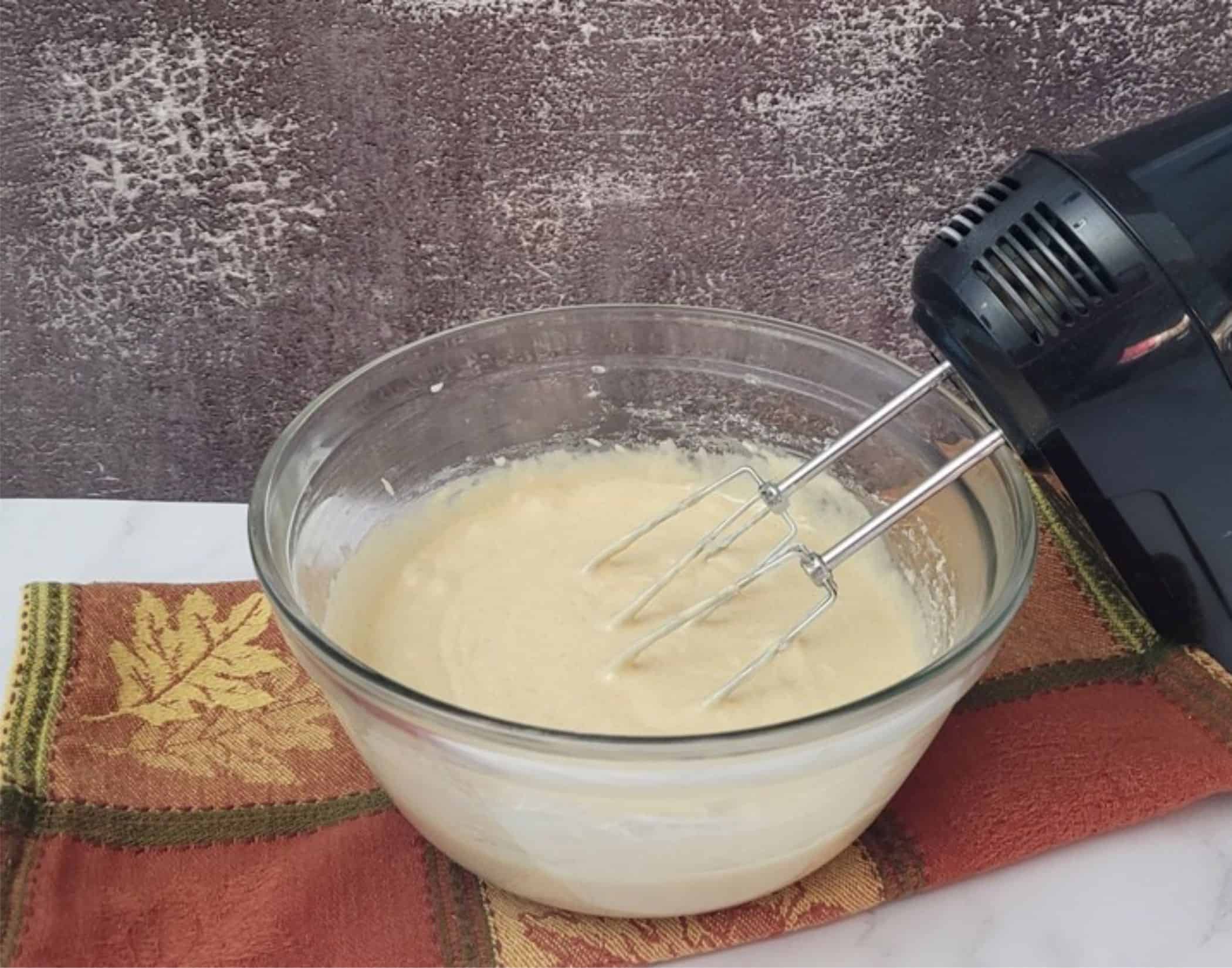 final mixed batter for spice cake in a bowl