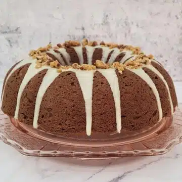 finished maple cake on a serving platter