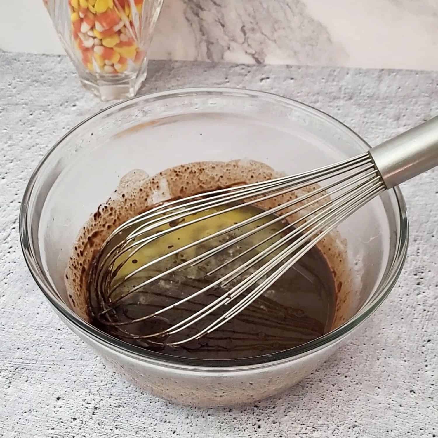 oil and melted butter added to mixing bowl