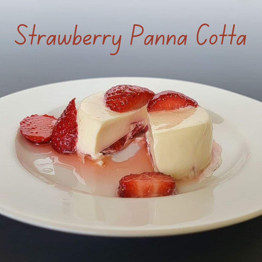 panna cotta with fresh strawberries on a plate