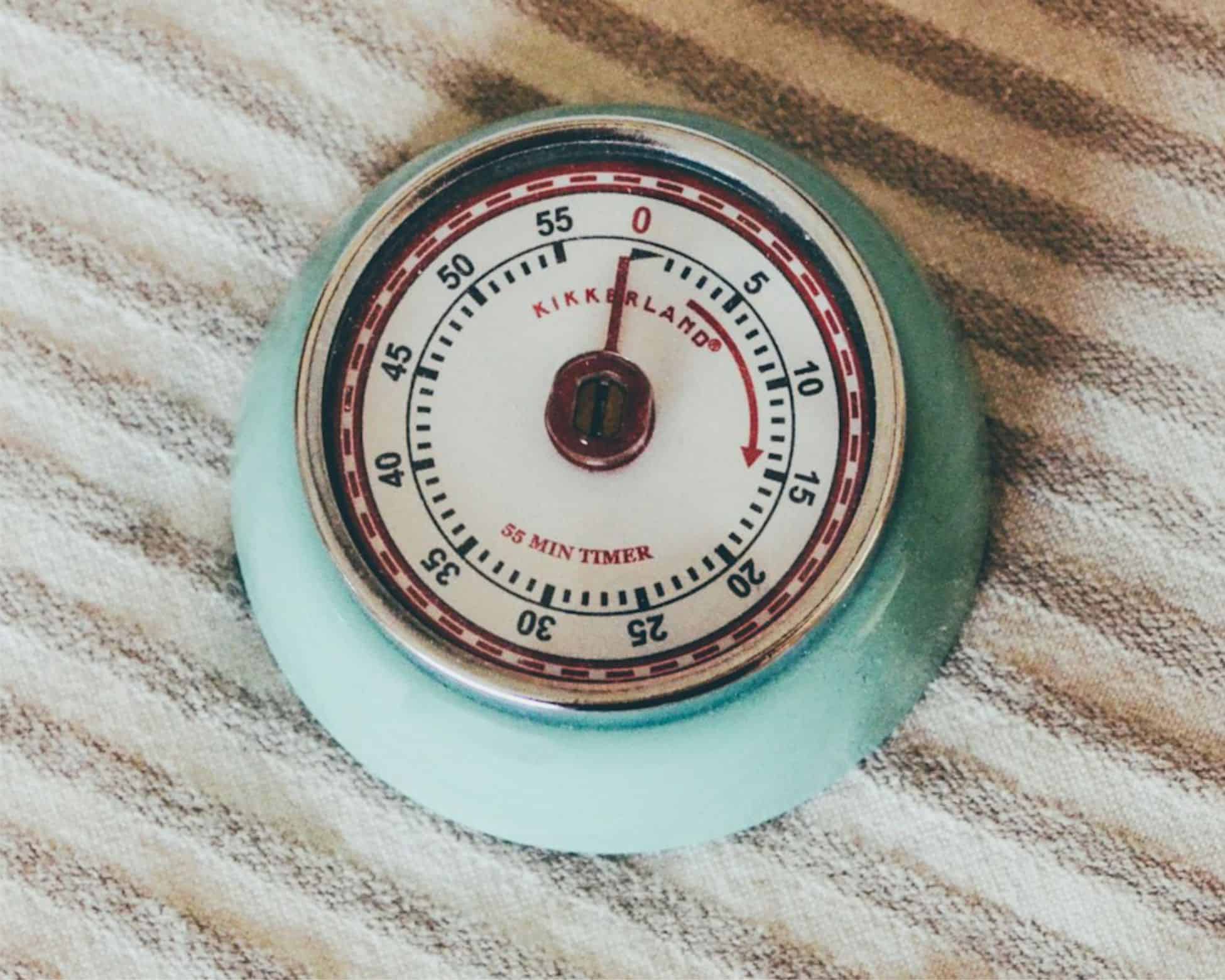 kitchen timer on a towel