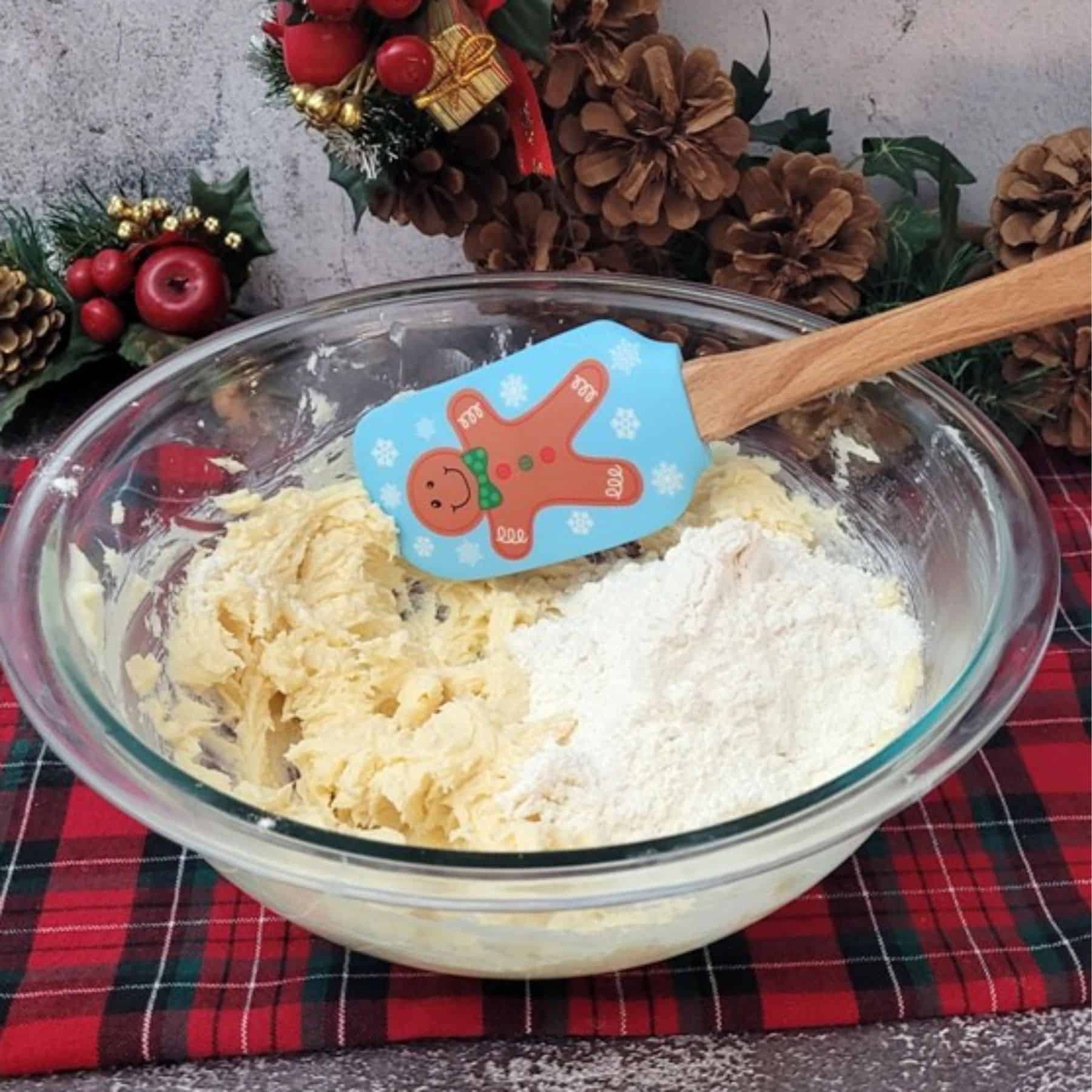 flour added to mixing bowl