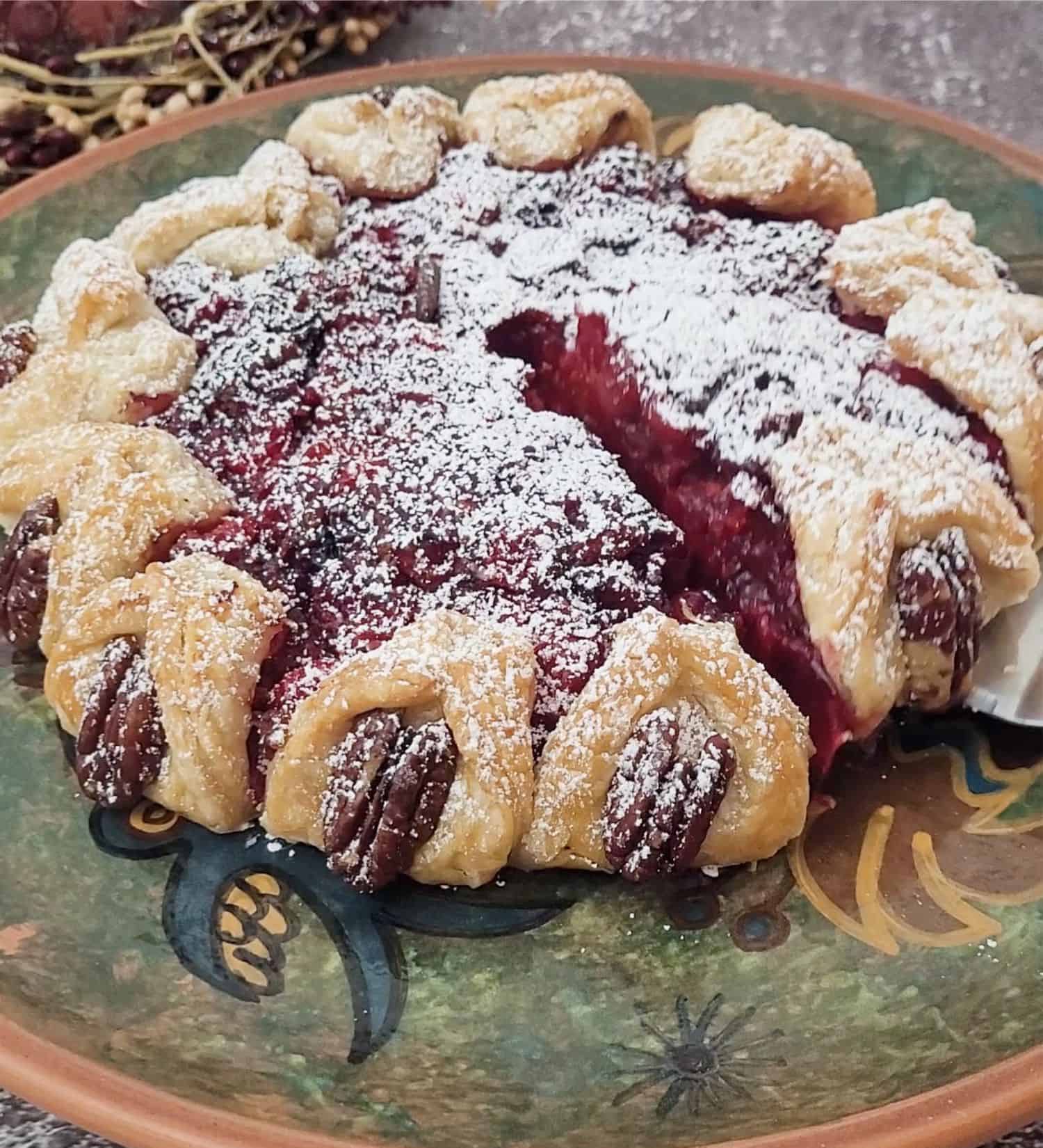 finished cranberry galette with orange for a festive holiday dessert