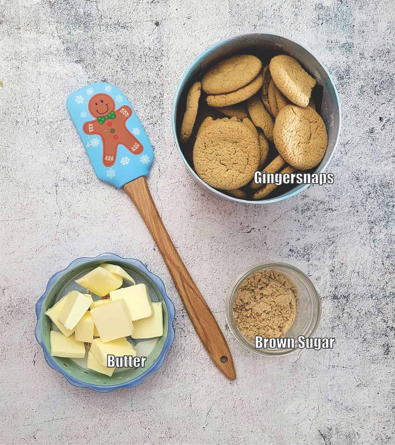 ingredients needed to make gingersnap cookie crust