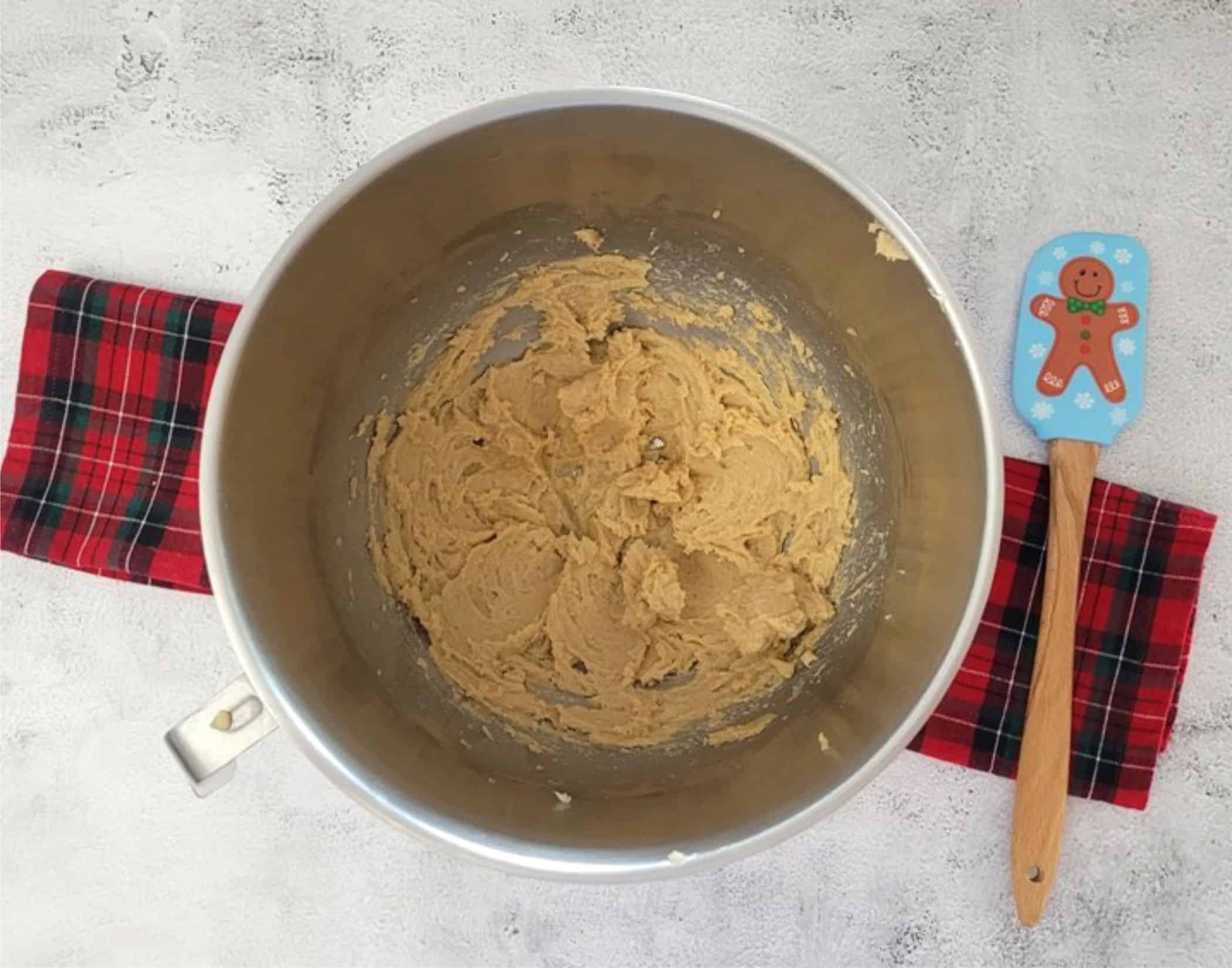 butter and brown sugar creamed together in mixing bowl