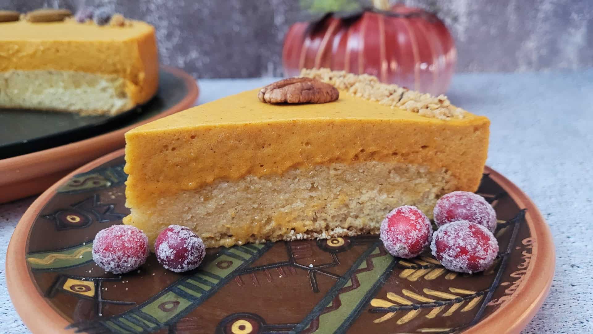 slice of cake made from pumpkin mousse cake recipe