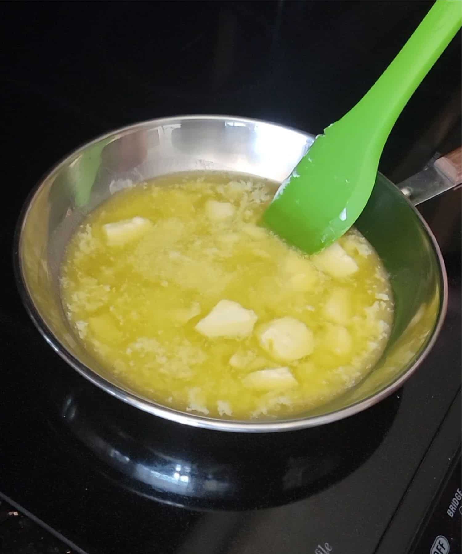 butter melting in saucepan