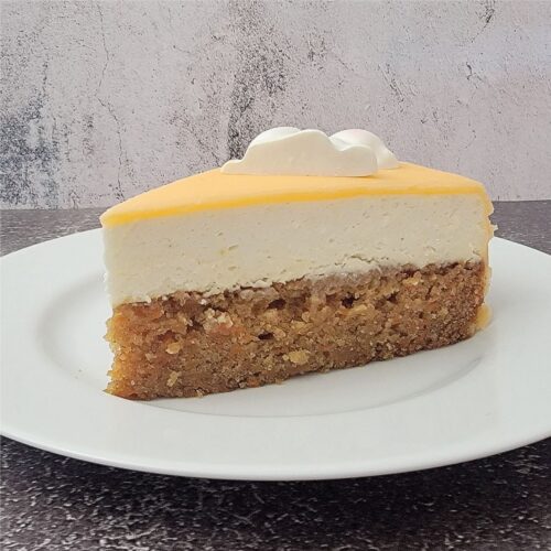 slice of carrot cake without eggs on a plate