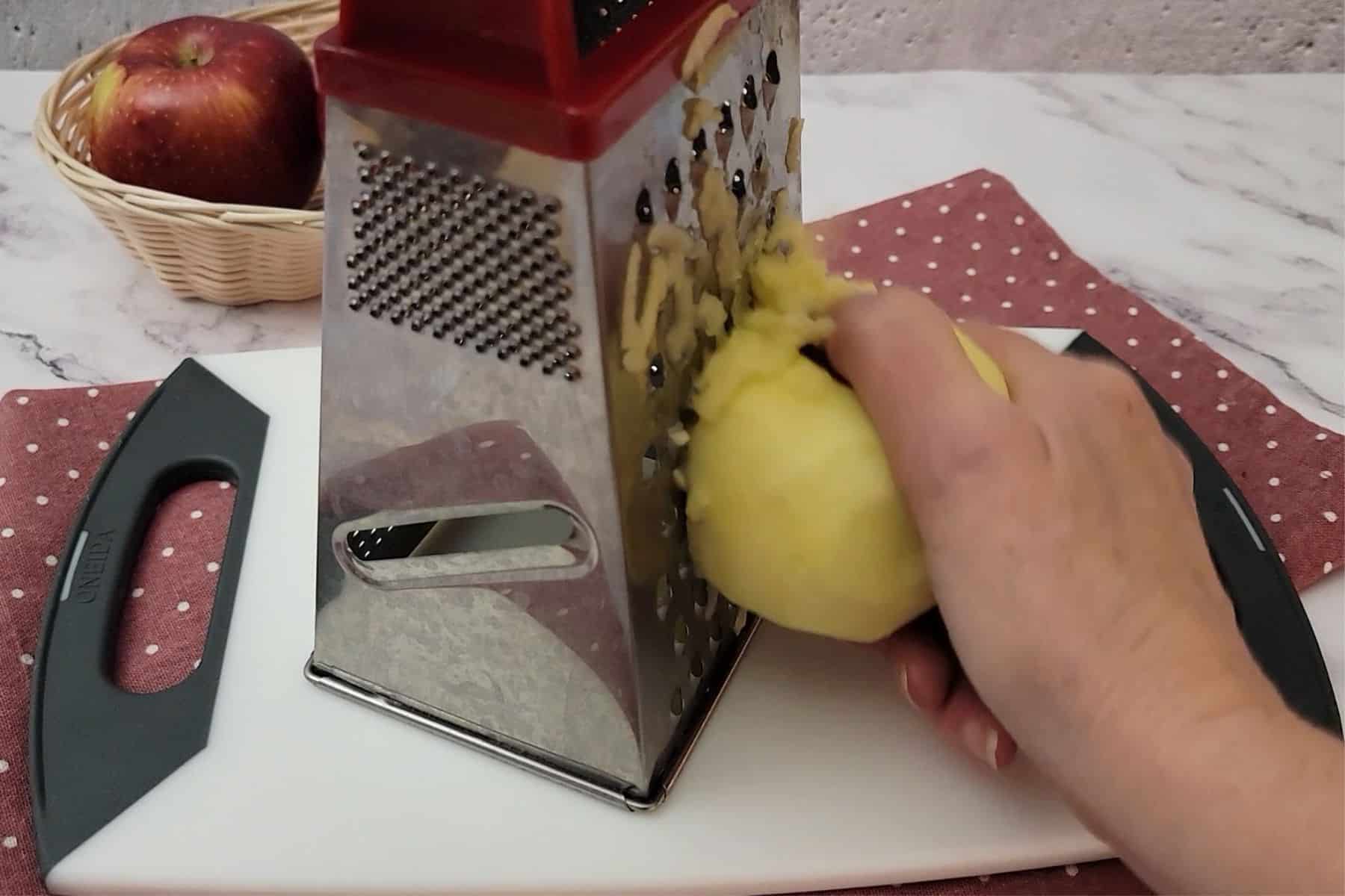 grating a baking apple