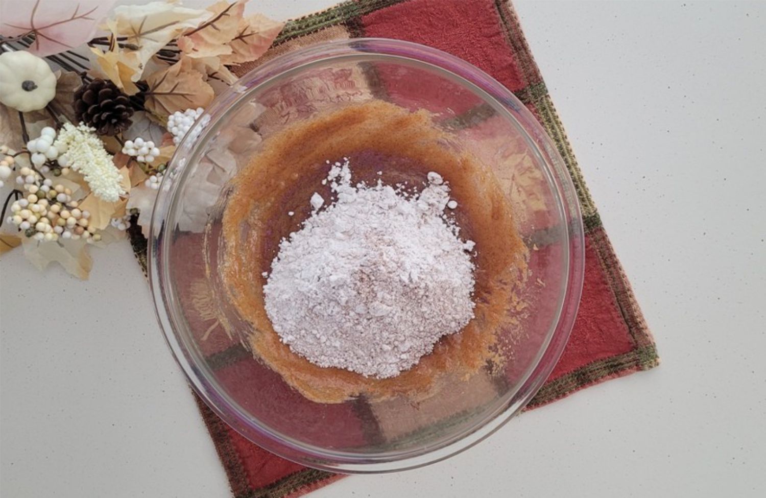 dry ingredients added to mixing bowl as last step in making cookie dough
