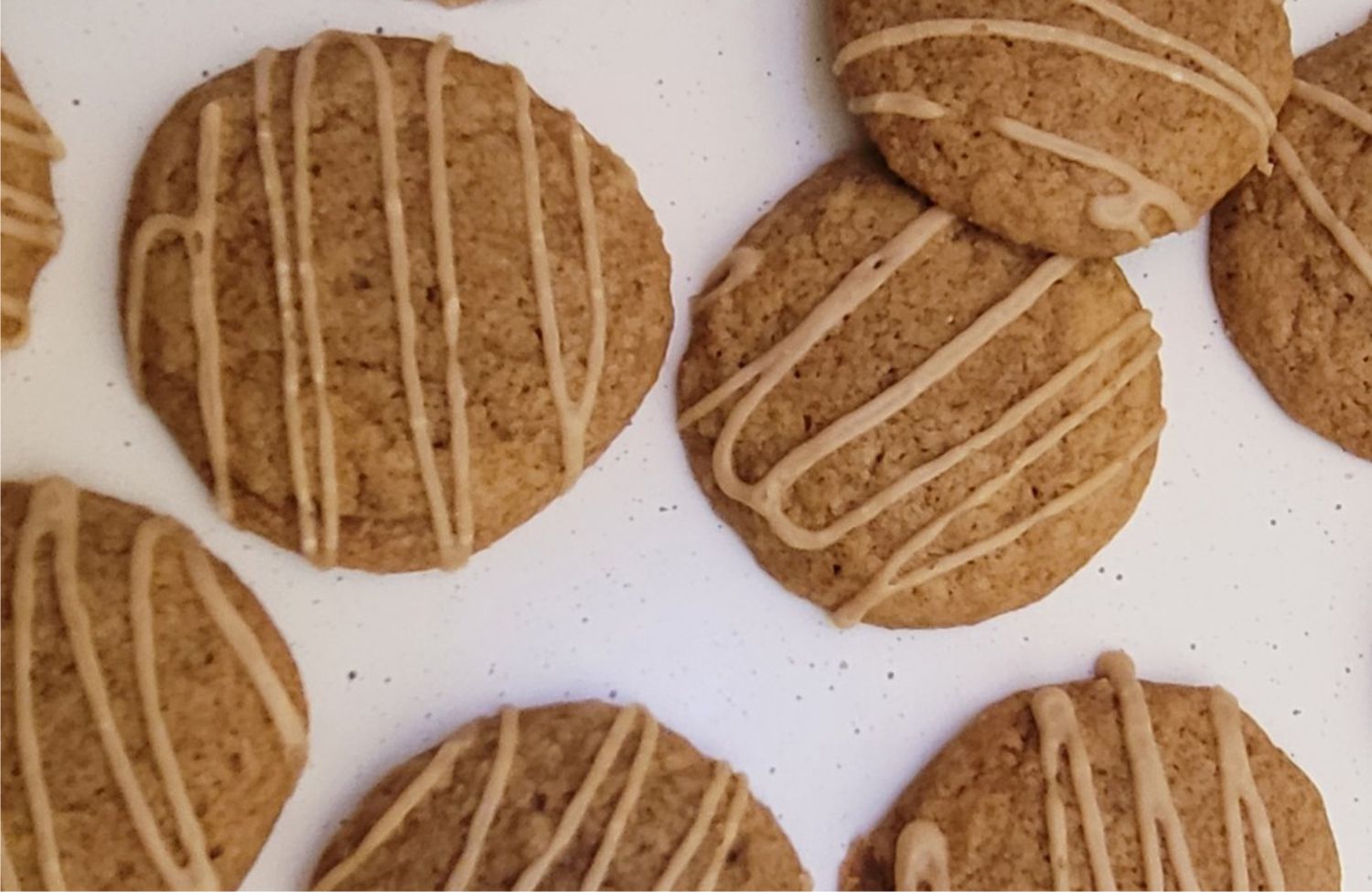 overhead view of brown butter pumpkin spice latte cookies after cooling